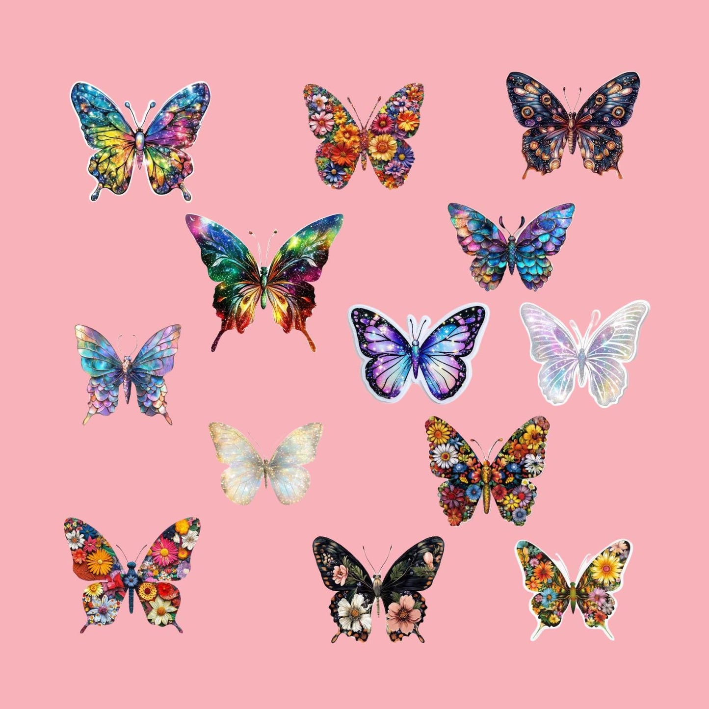 Butterfly Digital Sticker Pack | Coquette PNGs, Floral Pastel Designs (Digital Download) __etsy:7727090458