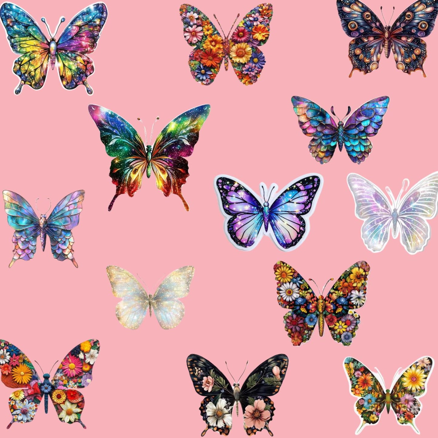 Butterfly Digital Sticker Pack | Coquette PNGs, Floral Pastel Designs (Digital Download) __etsy:7727090460