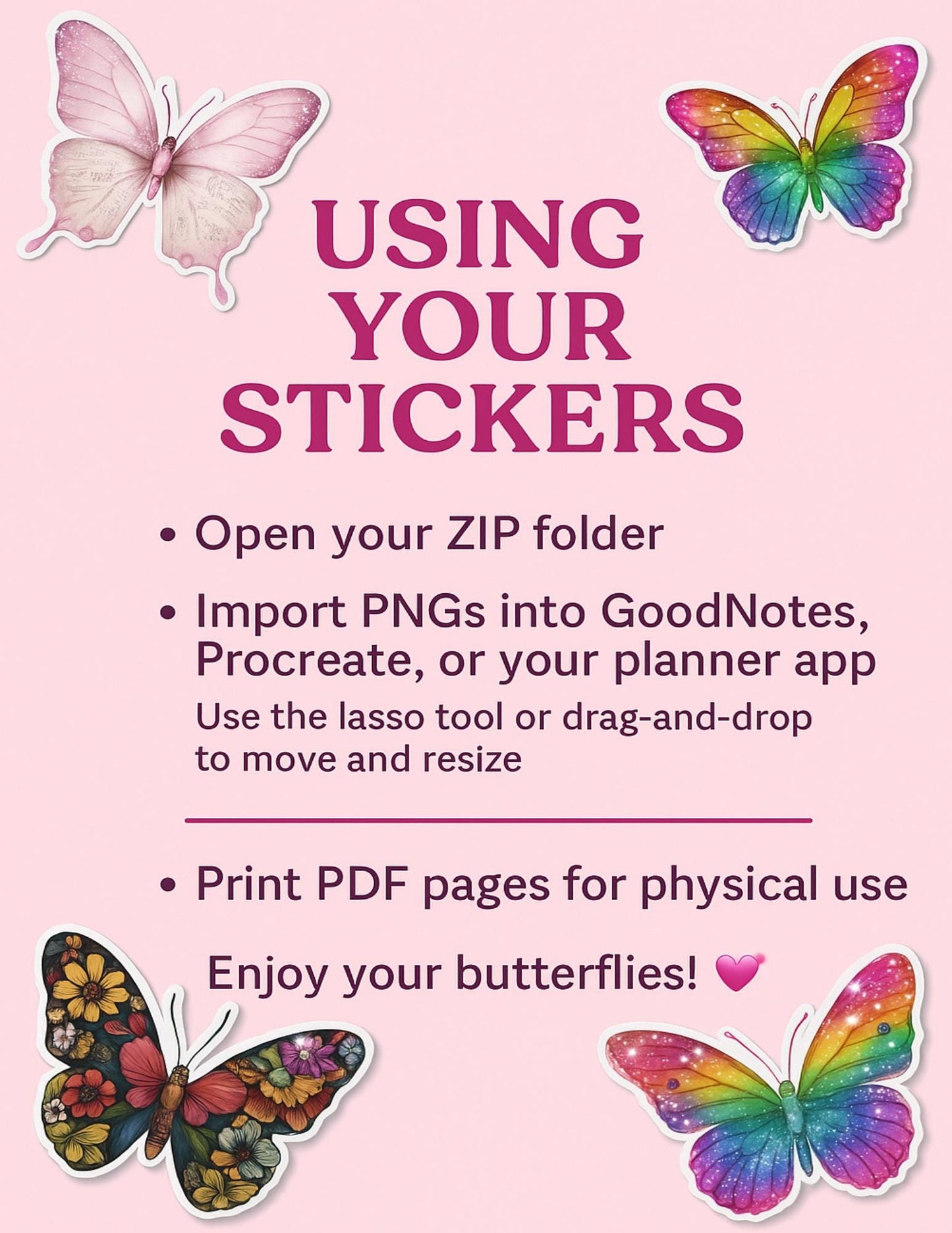 Butterfly Digital Sticker Pack | Coquette PNGs, Floral Pastel Designs (Digital Download) __etsy:6958168695