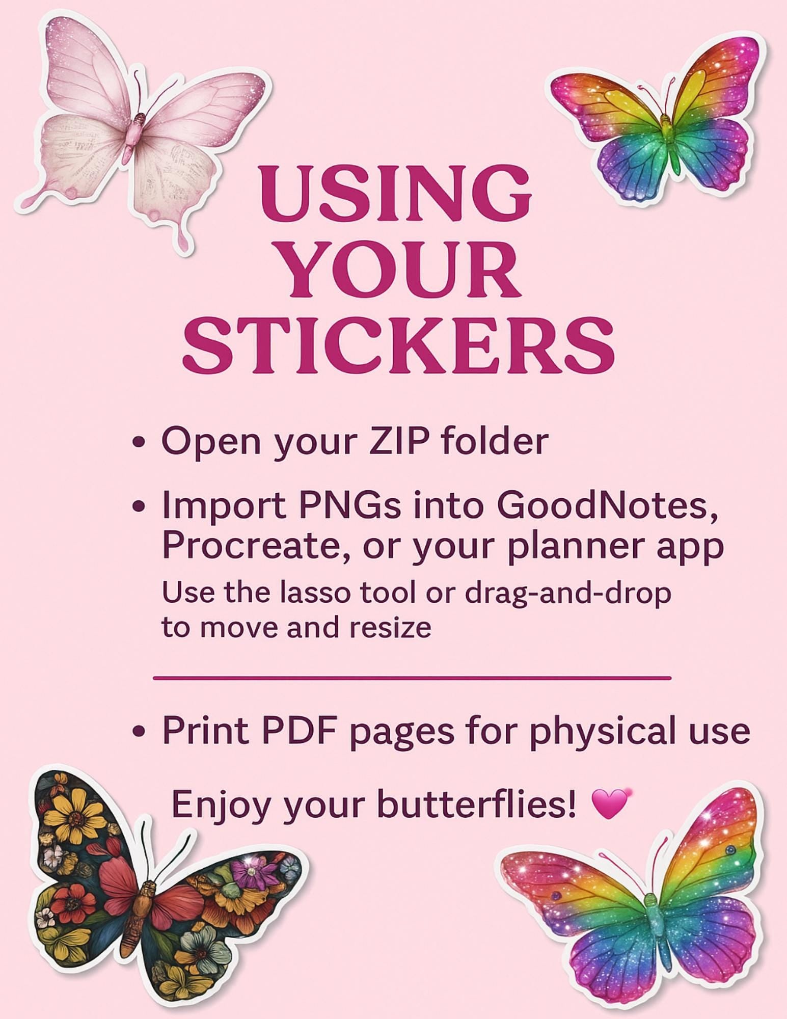 Butterfly Digital Sticker Pack | Coquette PNGs, Floral Pastel Designs (Digital Download) __etsy:6958168695