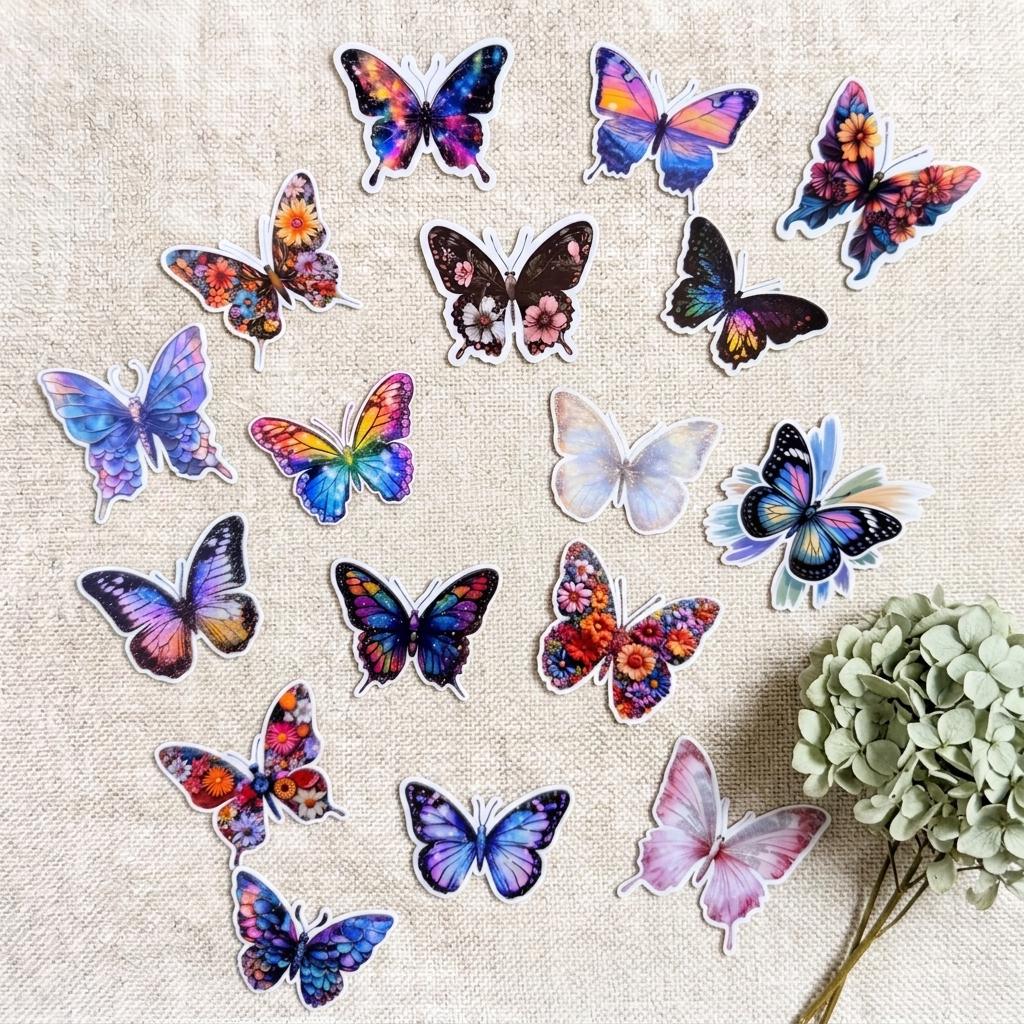 Butterfly Stickers – Waterproof Vinyl Decals for Journal, Laptop (18 Pack) __etsy:8118582988