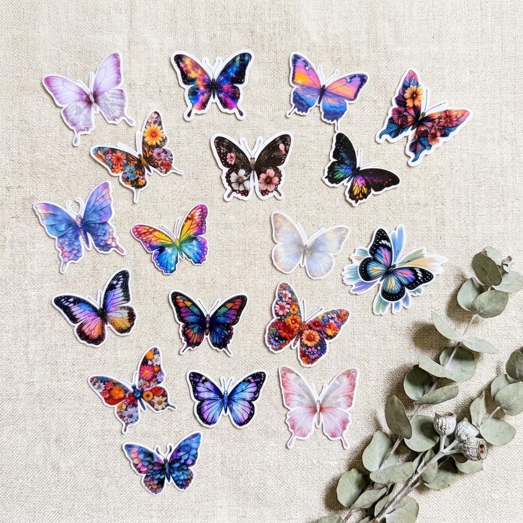 Butterfly Stickers – Waterproof Vinyl Decals for Journal, Laptop (18 Pack) __etsy:8118583004