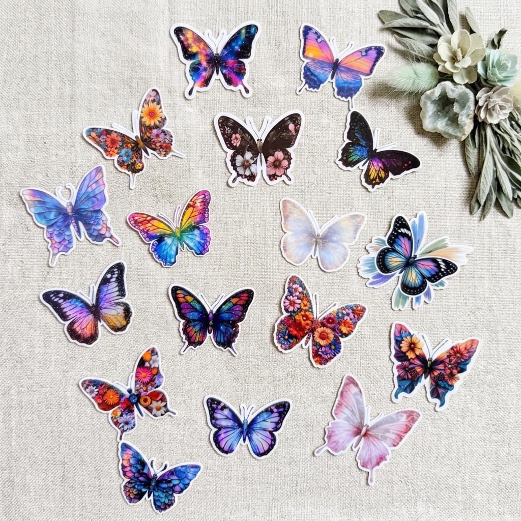 Butterfly Stickers – Waterproof Vinyl Decals for Journal, Laptop (18 Pack) __etsy:8118583008
