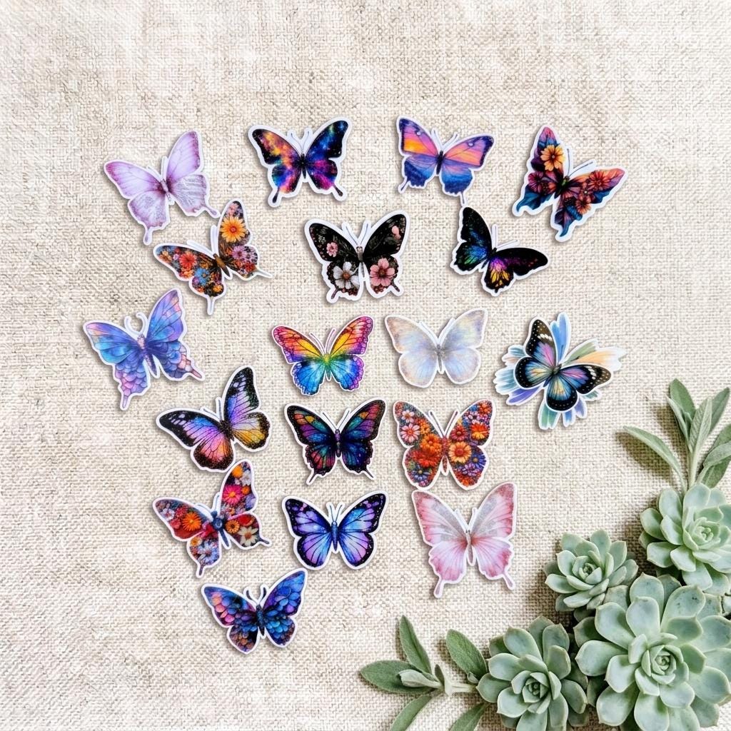 Butterfly Stickers – Waterproof Vinyl Decals for Journal, Laptop (18 Pack) __etsy:8118582992