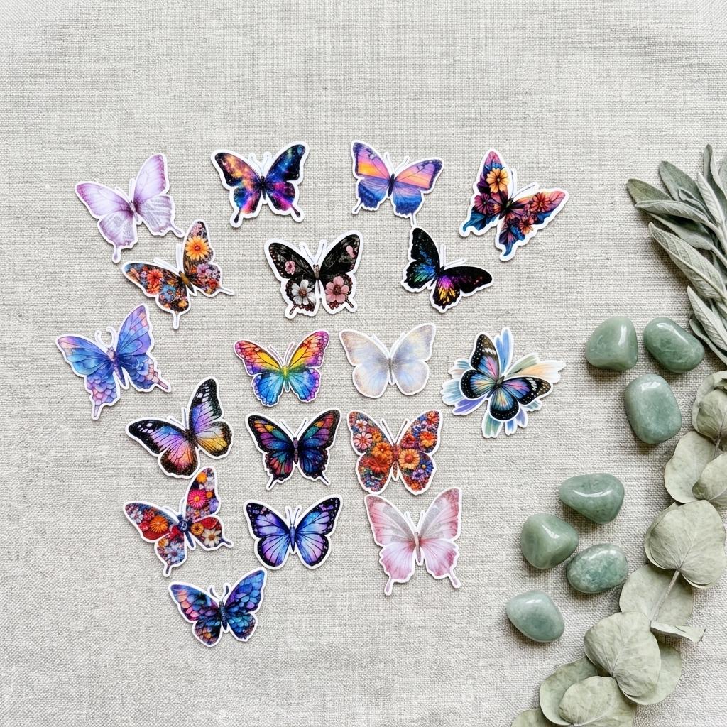 Butterfly Stickers – Waterproof Vinyl Decals for Journal, Laptop (18 Pack) __etsy:8166492337
