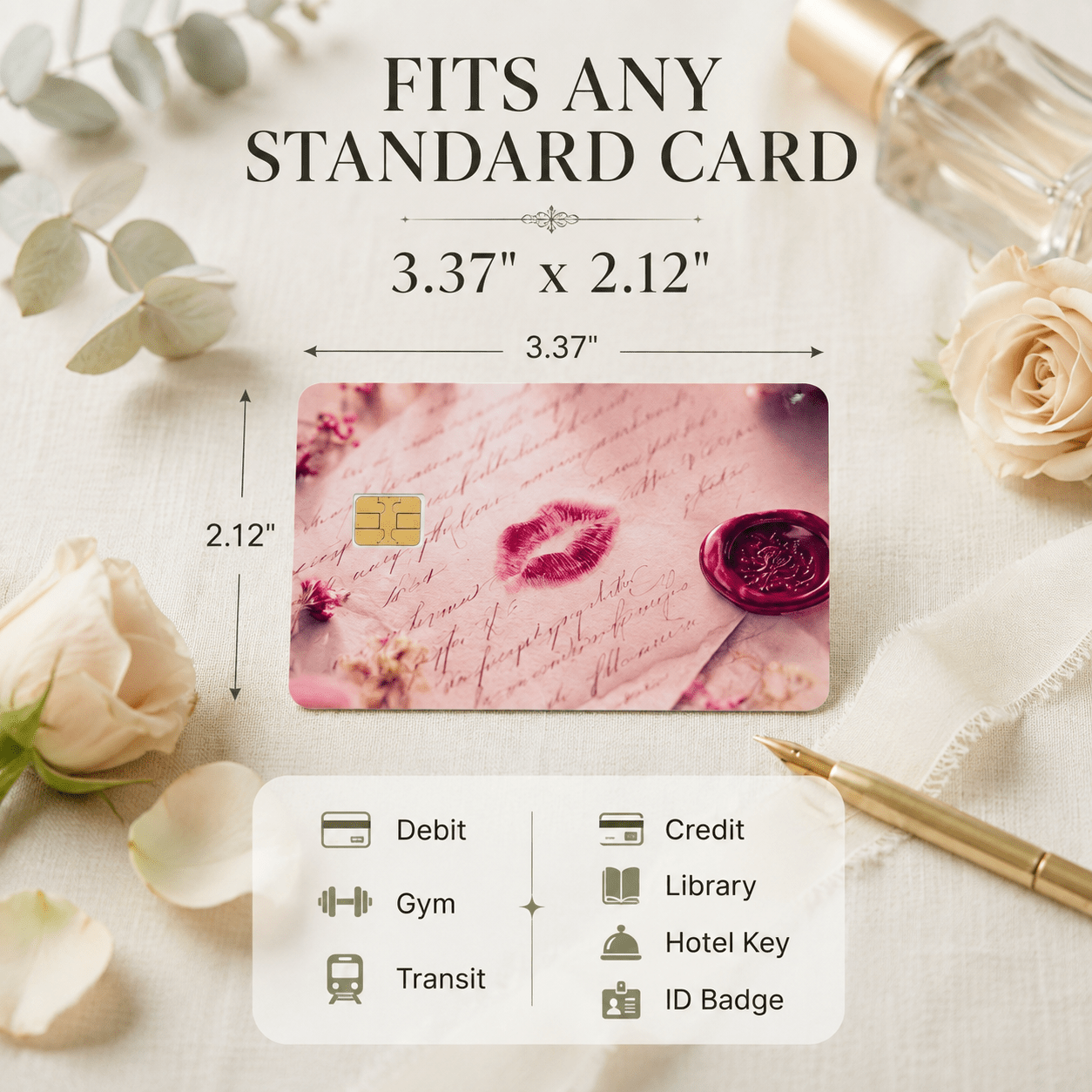 Lipstick Kiss Card Skin – Love Letter Debit & Credit Card Sticker by The Sticker Era