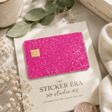 Hot Pink Glitter Card Skin – Sparkly Debit & Credit Card Sticker by The Sticker Era