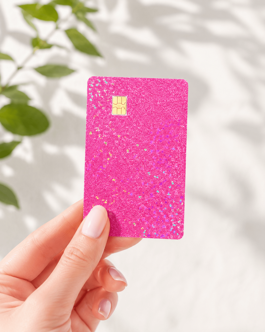 Hot Pink Glitter Card Skin – Sparkly Debit & Credit Card Sticker by The Sticker Era