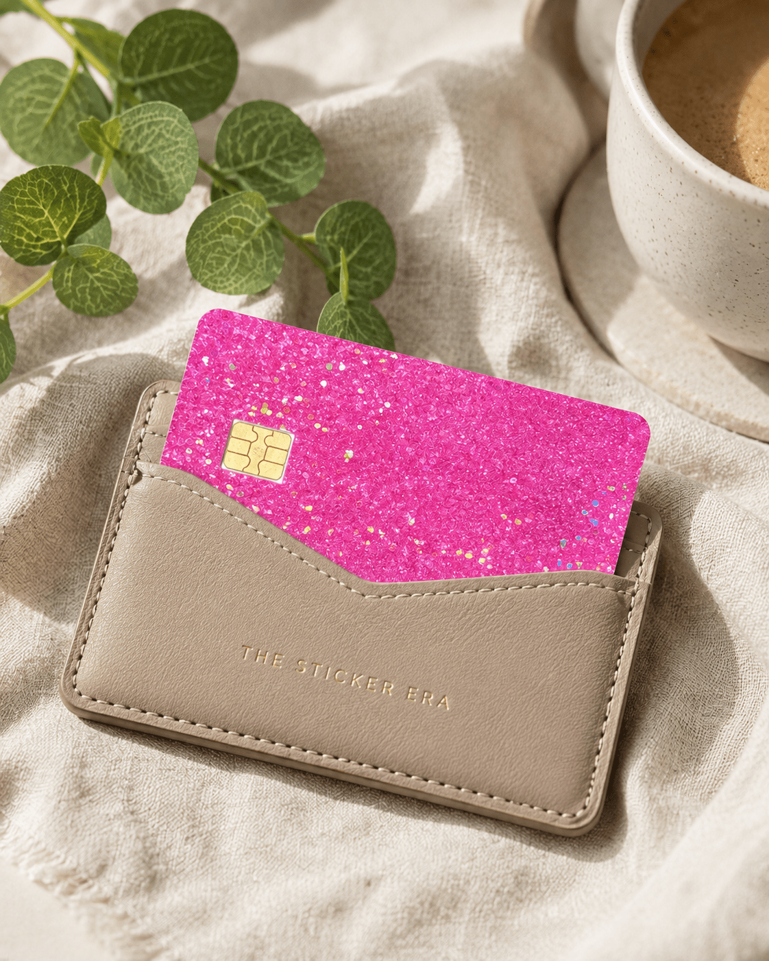 Hot Pink Glitter Card Skin – Sparkly Debit & Credit Card Sticker by The Sticker Era