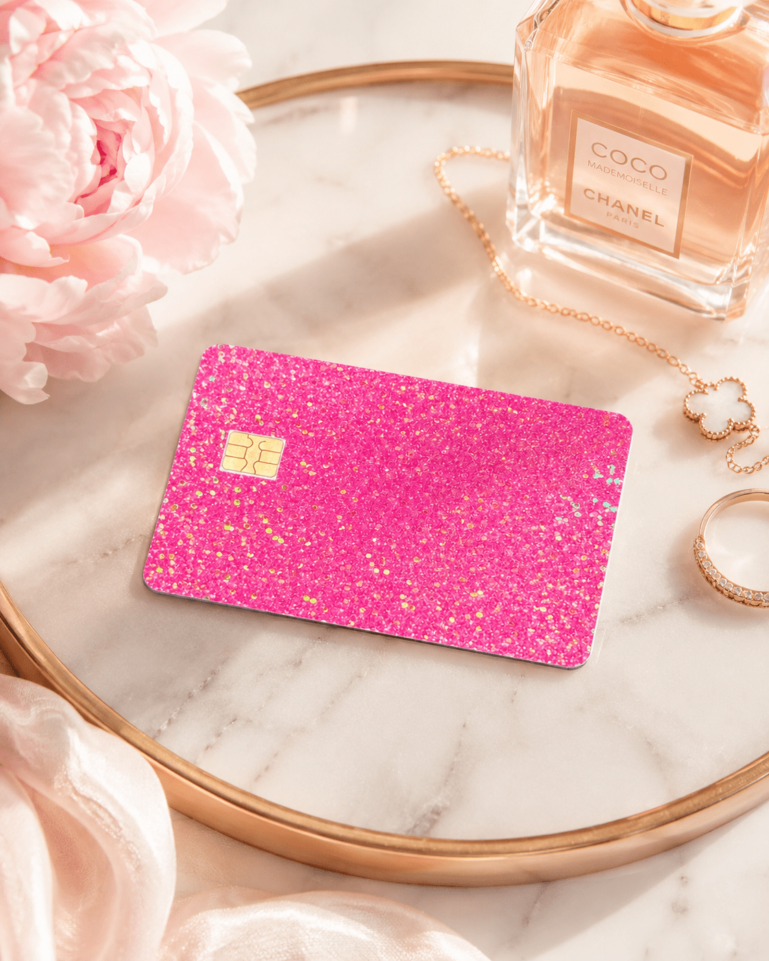 Hot Pink Glitter Card Skin – Sparkly Debit & Credit Card Sticker by The Sticker Era