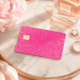 Hot Pink Glitter Card Skin – Sparkly Debit & Credit Card Sticker by The Sticker Era