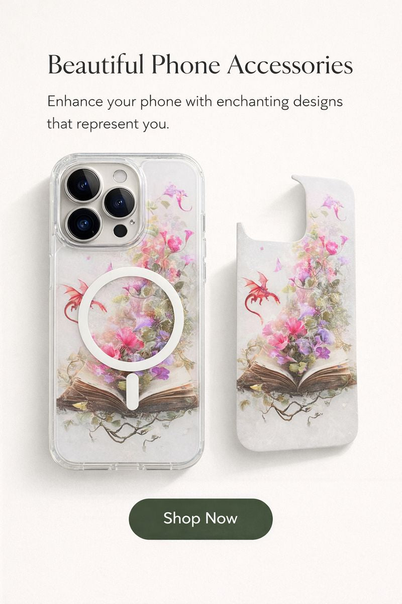 Storybook Floral Phone Insert | Open Book & Flowers Art for Clear iPhone Cases