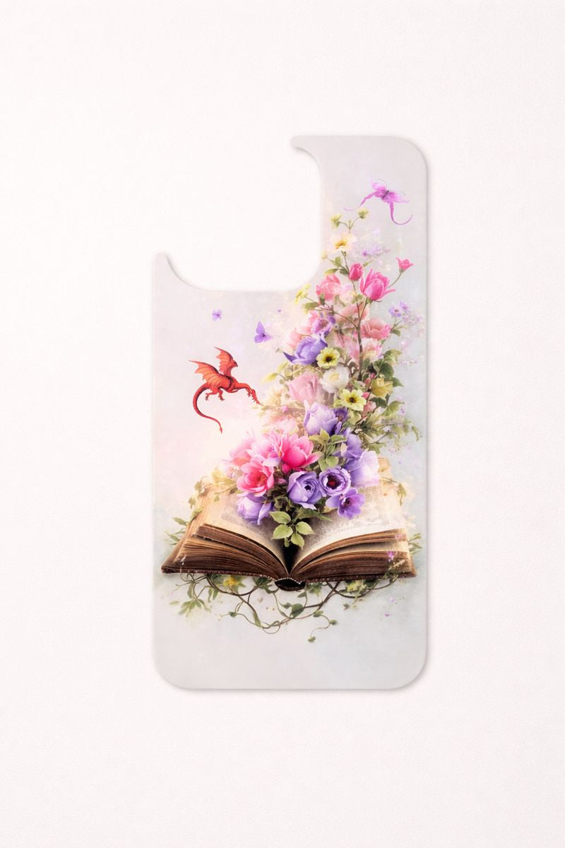 Storybook Floral Phone Insert | Open Book & Flowers Art for Clear iPhone Cases