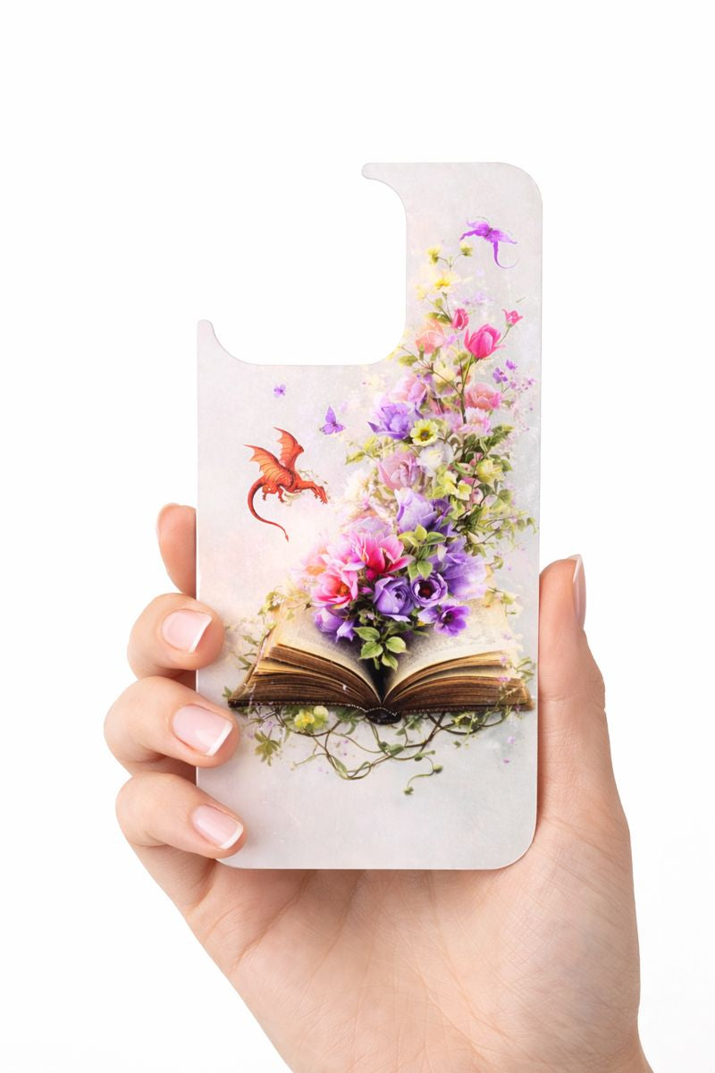 Storybook Floral Phone Insert | Open Book & Flowers Art for Clear iPhone Cases