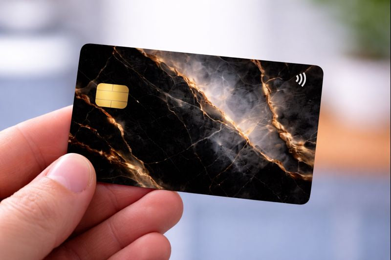 Elegant modern aesthetic card cover, sophisticated black marble design for a luxury look.
