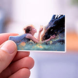 Girl & Dragon Sticker | Gentle Bond Romantasy Vinyl Decal by The Sticker Era
