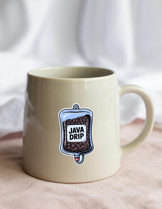 Coffee Sticker, Funny Nurse IV Drip Decal for Water Bottle, Laptop by The Sticker Era