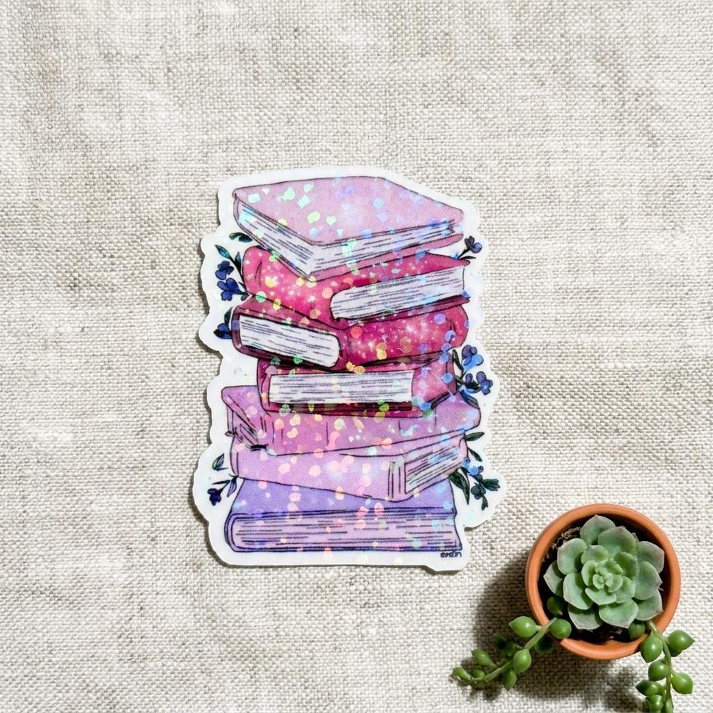 Colorful Book Stack Sticker – Vinyl Decal for Book Lovers, Journals & Planners __etsy:8109286752