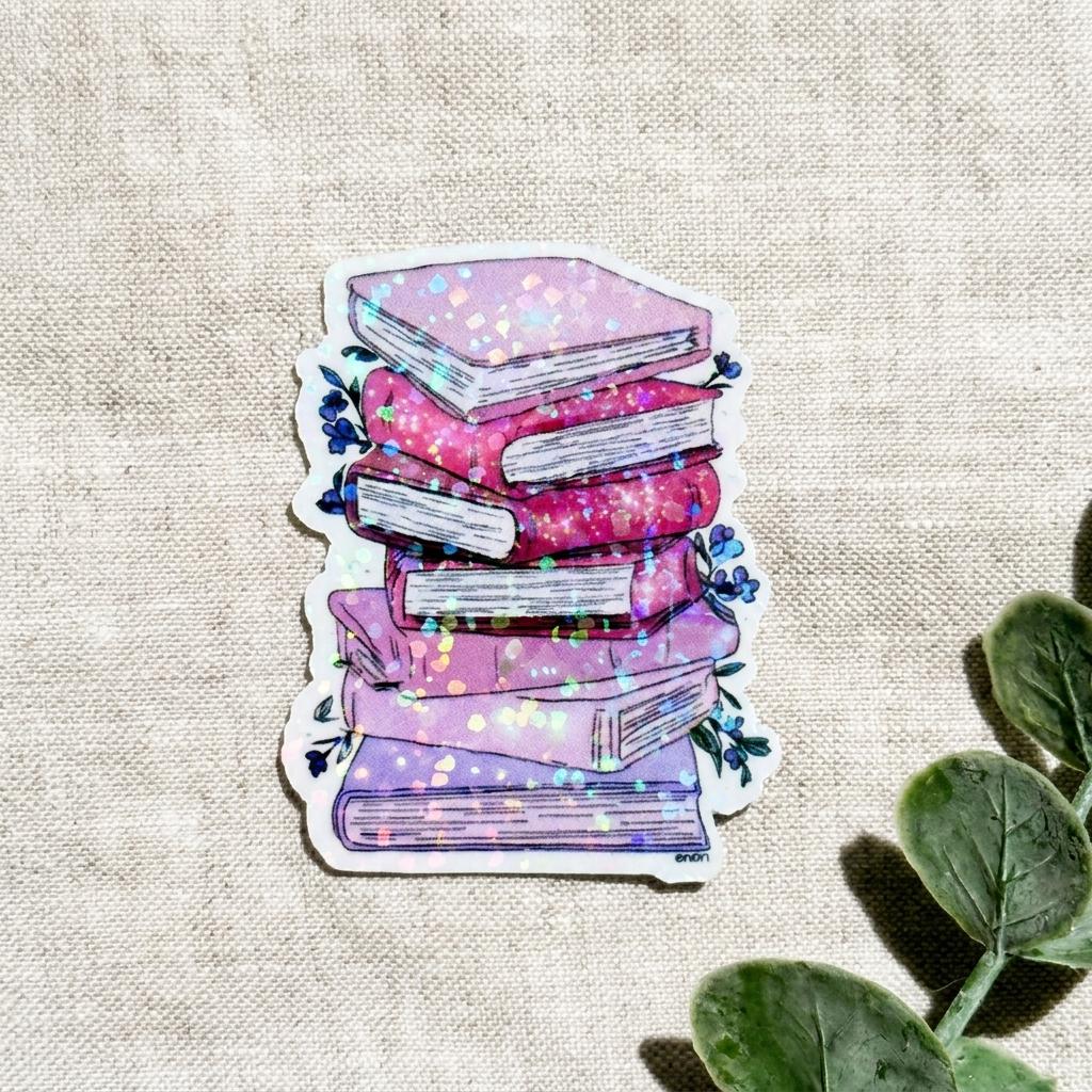 Colorful Book Stack Sticker – Vinyl Decal for Book Lovers, Journals & Planners __etsy:8157191711