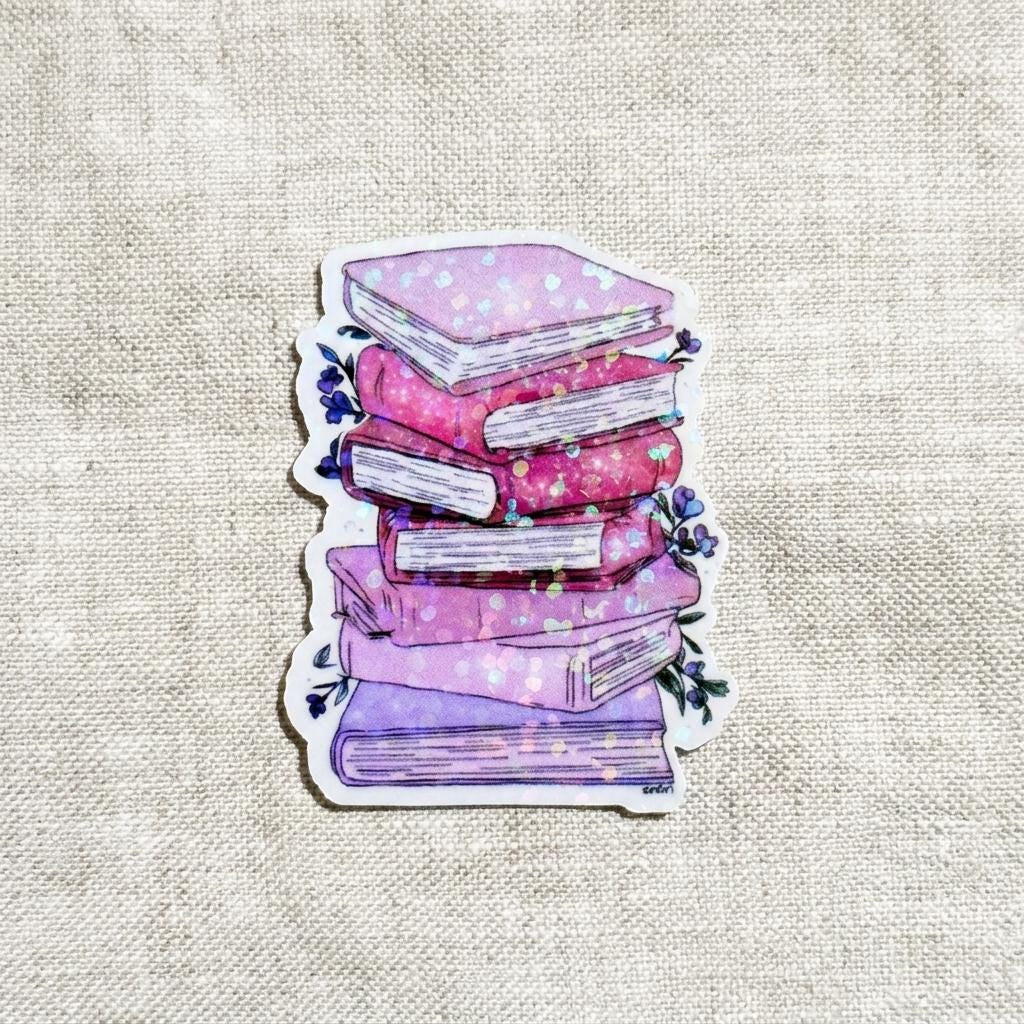 Colorful Book Stack Sticker – Vinyl Decal for Book Lovers, Journals & Planners __etsy:8109286050