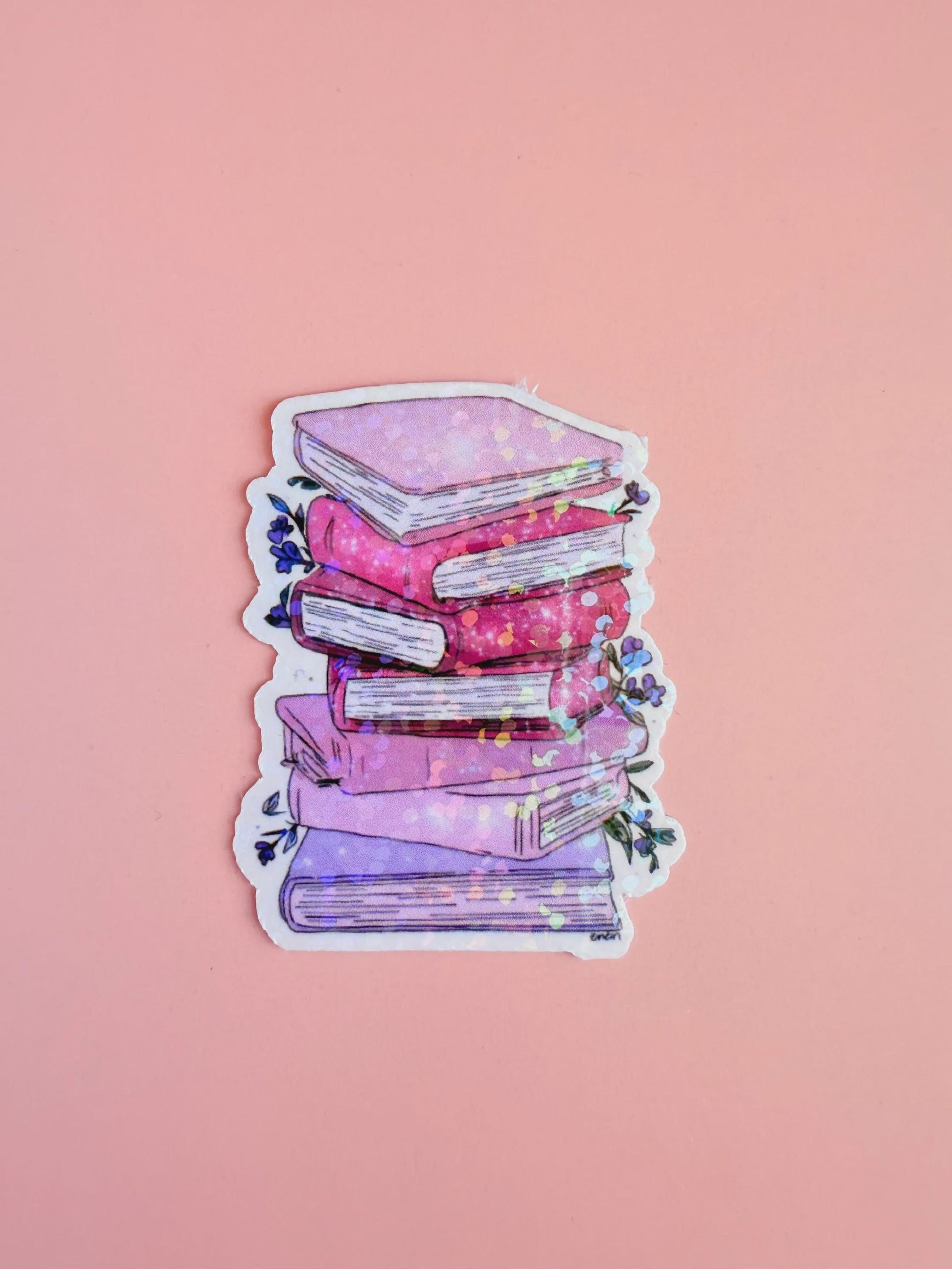 Colorful Book Stack Sticker – Vinyl Decal for Book Lovers, Journals & Planners __etsy:8109286004