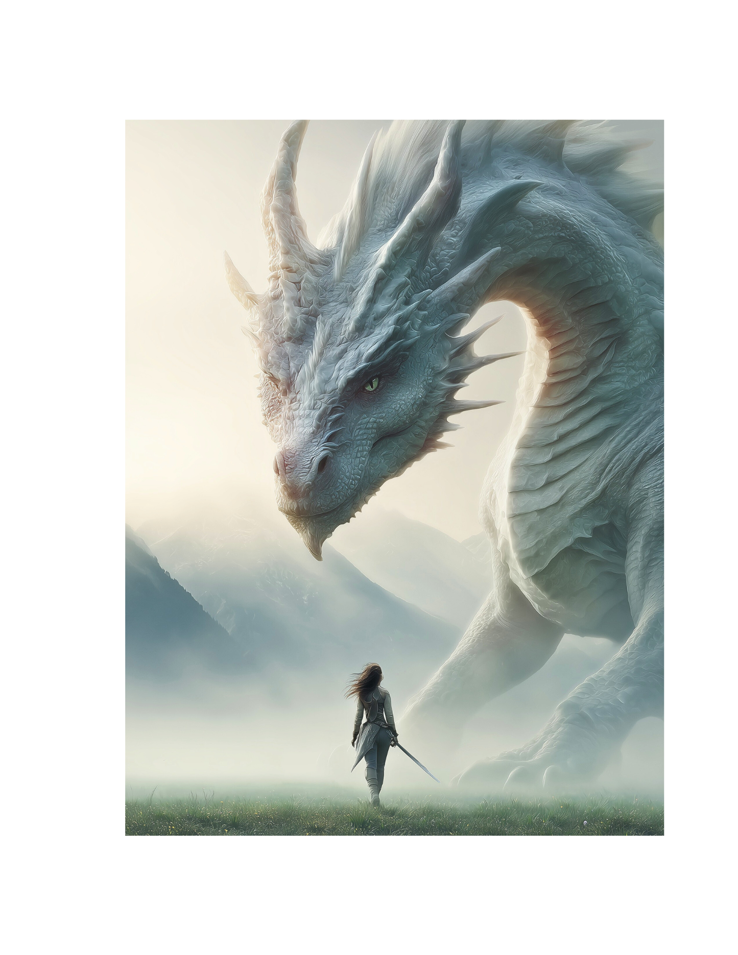 Girl with dragon guardian phone insert detail - soft strength fantasy lover design
