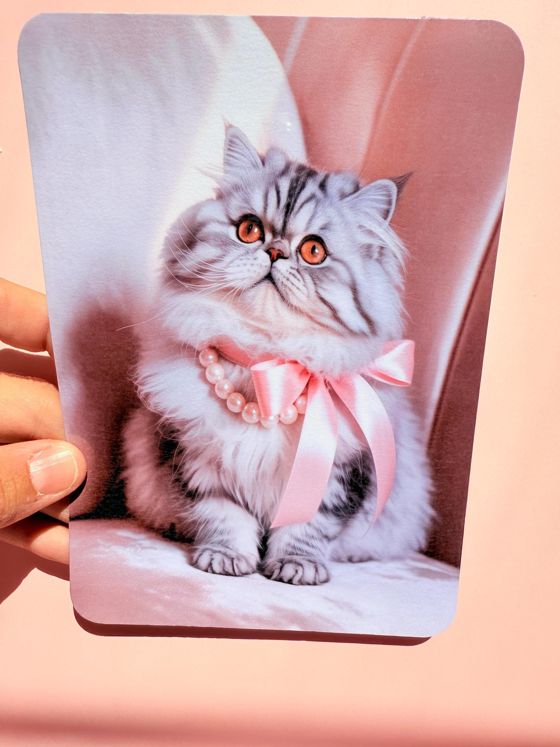 Coquette Kitty Kindle Insert: Glamour Cat with Pink Ribbon __etsy:6881515856
