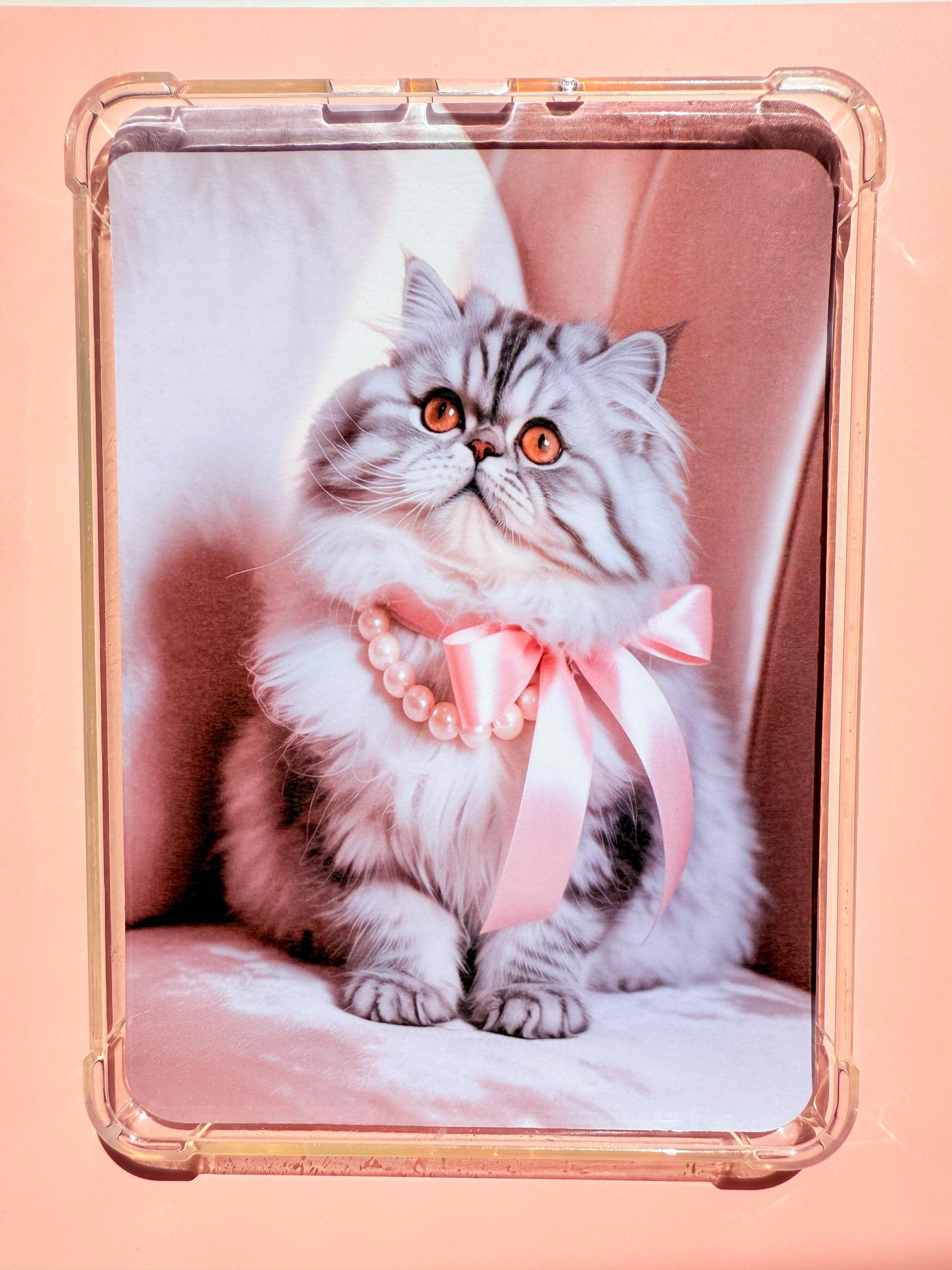 Coquette Kitty Kindle Insert: Glamour Cat with Pink Ribbon __etsy:6881515858