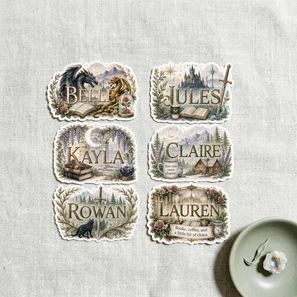 Custom Name Sticker, Personalized Bookish Romantasy Decal Designed From Your Favorite Books & Vibe __etsy:8117992824