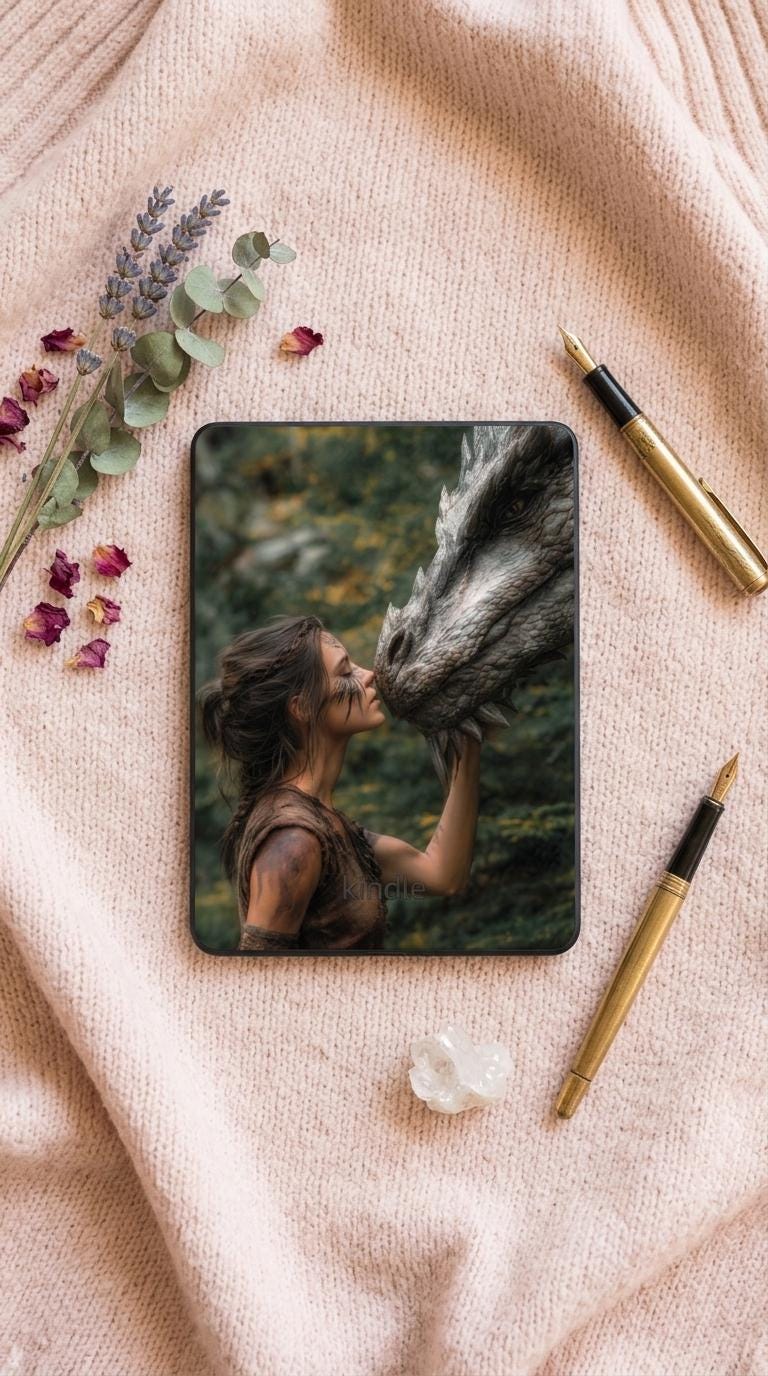 Dragon Bond Digital Art Collection | 9 Romantasy Wallpaper Prints | Fantasy Kindle Insert Pack __etsy:8069276241