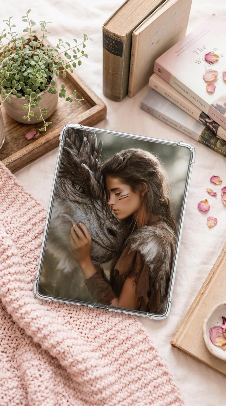 Dragon Bond Digital Art Collection | 9 Romantasy Wallpaper Prints | Fantasy Kindle Insert Pack __etsy:8069276545