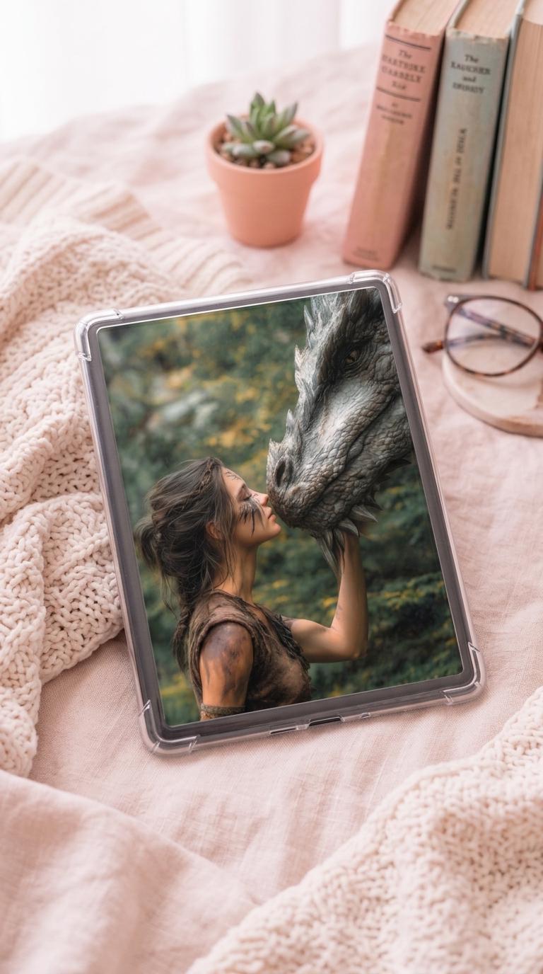 Dragon Bond Digital Art Collection | 9 Romantasy Wallpaper Prints | Fantasy Kindle Insert Pack __etsy:8069276543