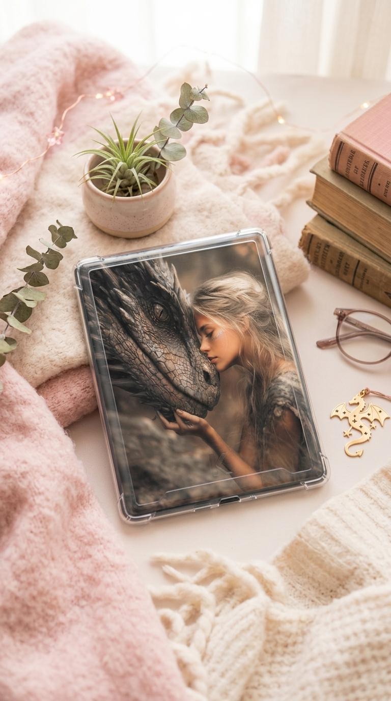 Dragon Bond Digital Art Collection | 9 Romantasy Wallpaper Prints | Fantasy Kindle Insert Pack __etsy:8021356834