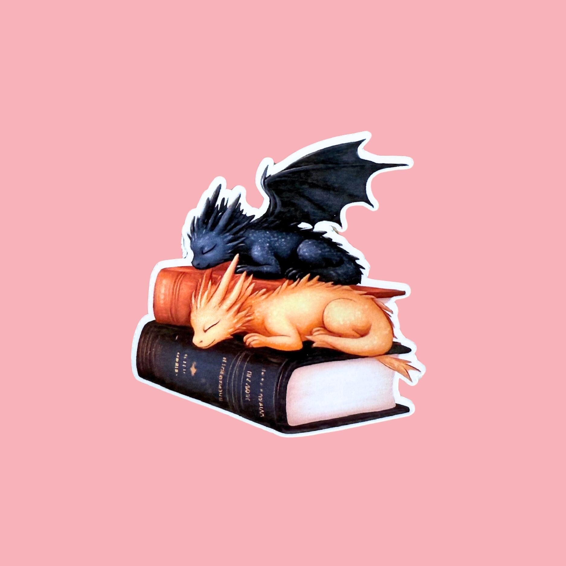 Fantasy dragon book lover waterproof vinyl decal __etsy:7777855701