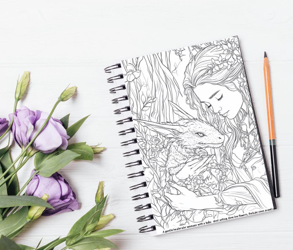 Dragon Coloring Book: 13 Fantasy Designs for Adults (PDF Download) __etsy:6693119288