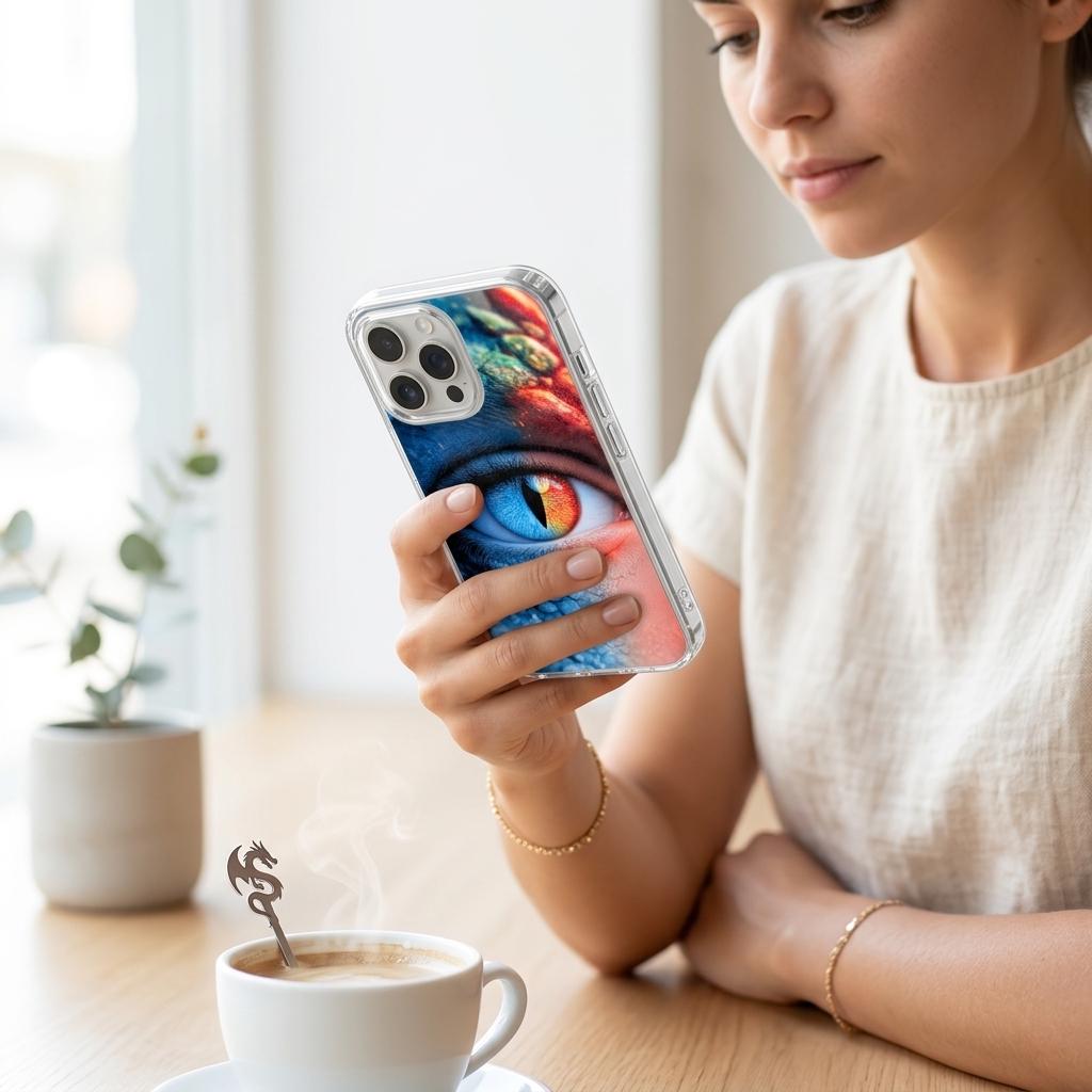 Dragon Eye Phone Case Insert, Fantasy Fire & Ice Clear Case Art for iPhone __etsy:8116235116