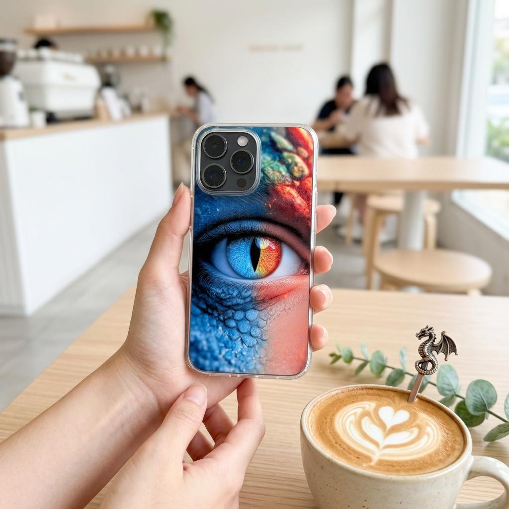 Dragon Eye Phone Case Insert, Fantasy Fire & Ice Clear Case Art for iPhone __etsy:8164142705