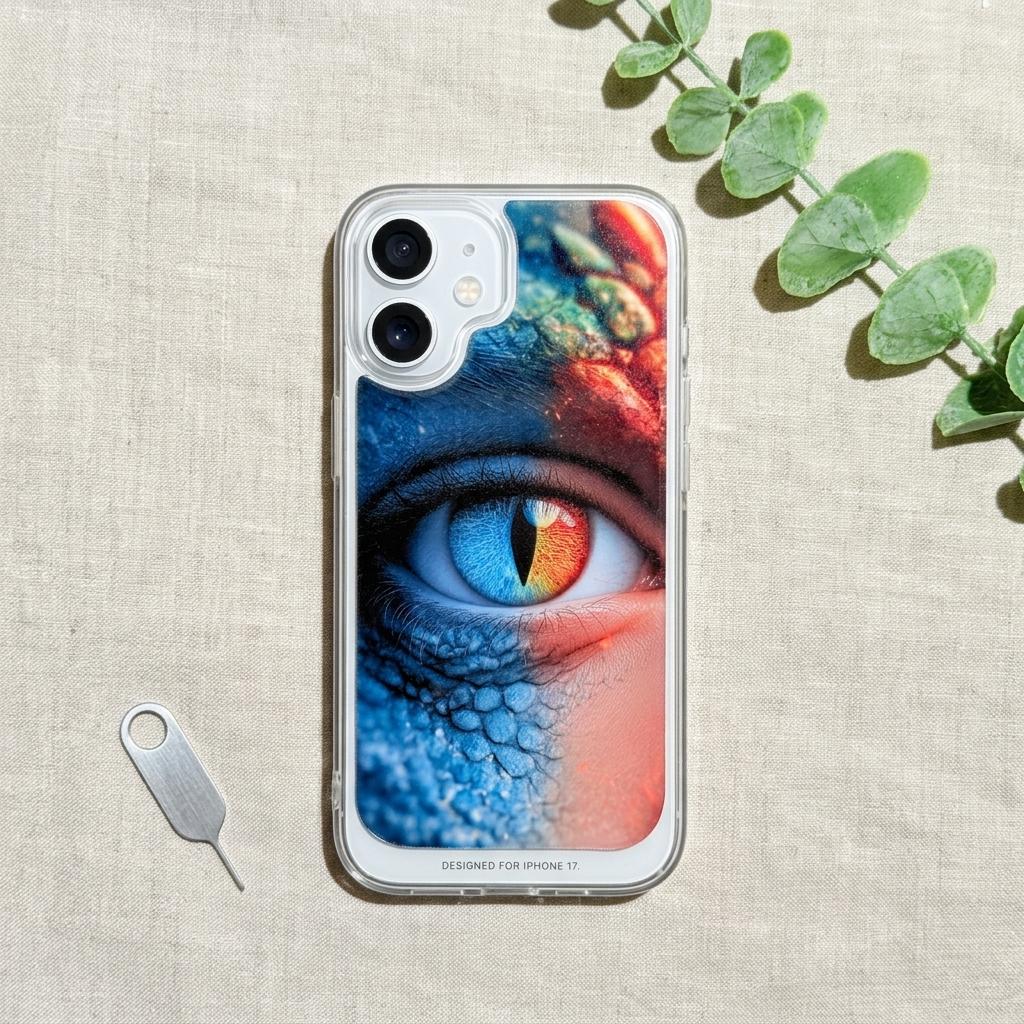 Dragon Eye Phone Case Insert, Fantasy Fire & Ice Clear Case Art for iPhone __etsy:8116235150
