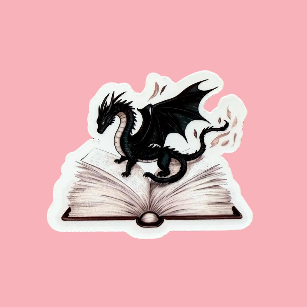 Dragon Sticker: Mystical Book Dragon Vinyl Decal __etsy:7920362839