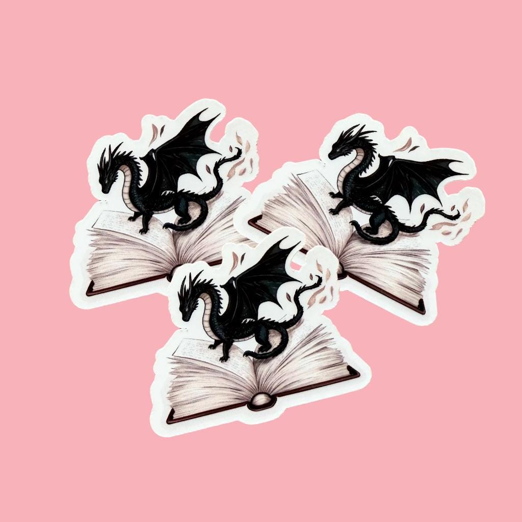 Dragon Sticker: Mystical Book Dragon Vinyl Decal __etsy:7872411596