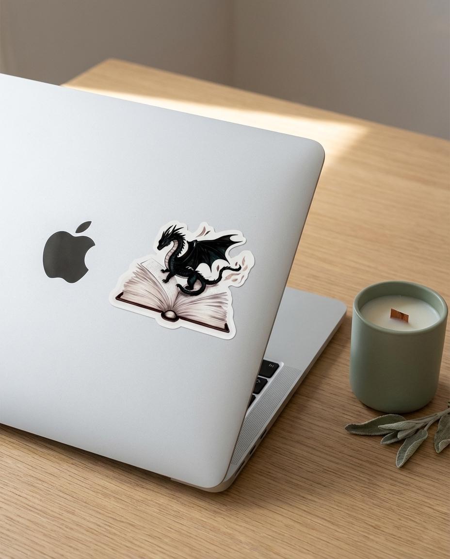 Dragon Sticker: Mystical Book Dragon Vinyl Decal __etsy:7872788200