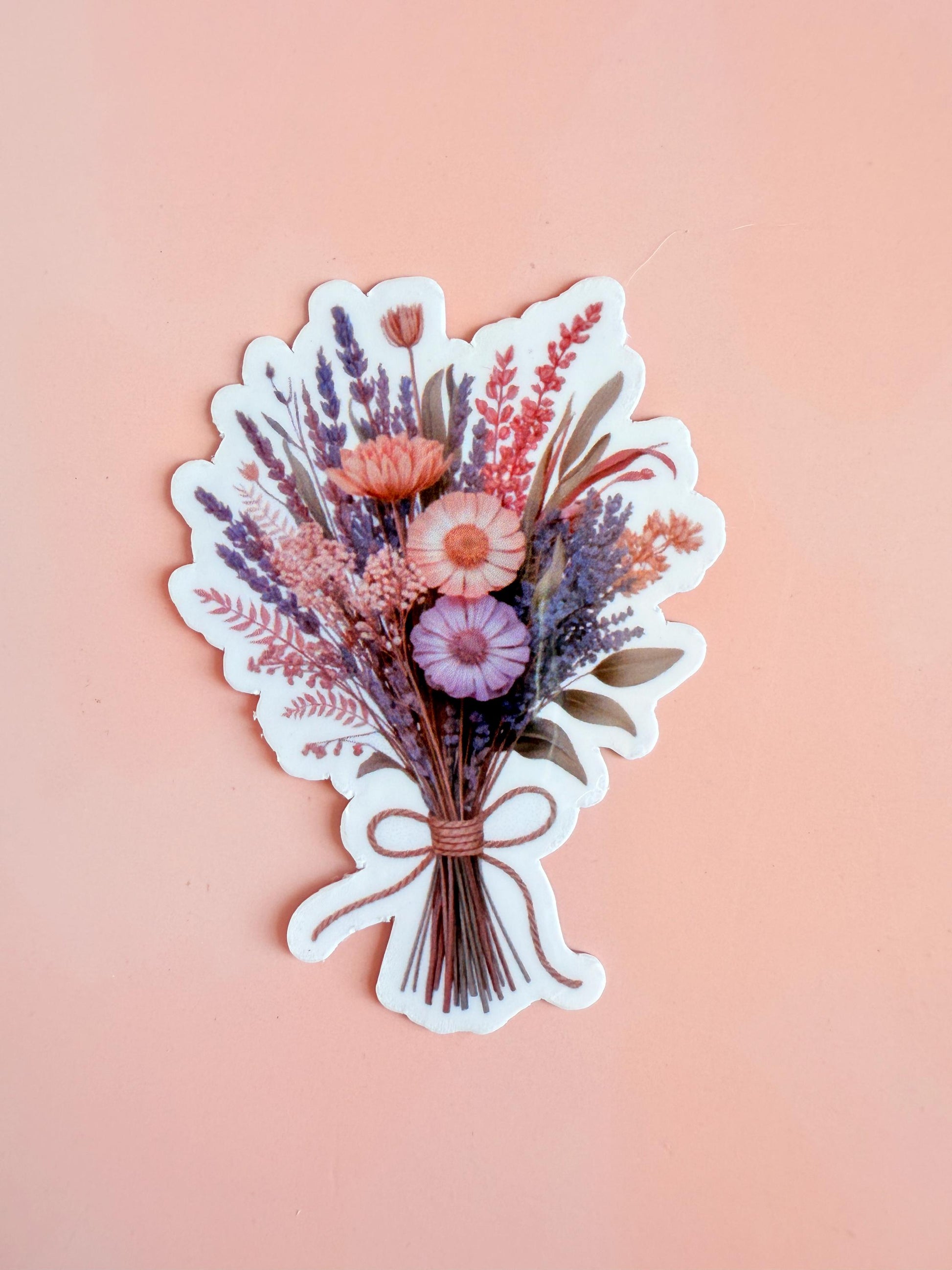 Dried Flower Bouquet Sticker: Boho Floral Matte Vinyl Decal __etsy:6959902214