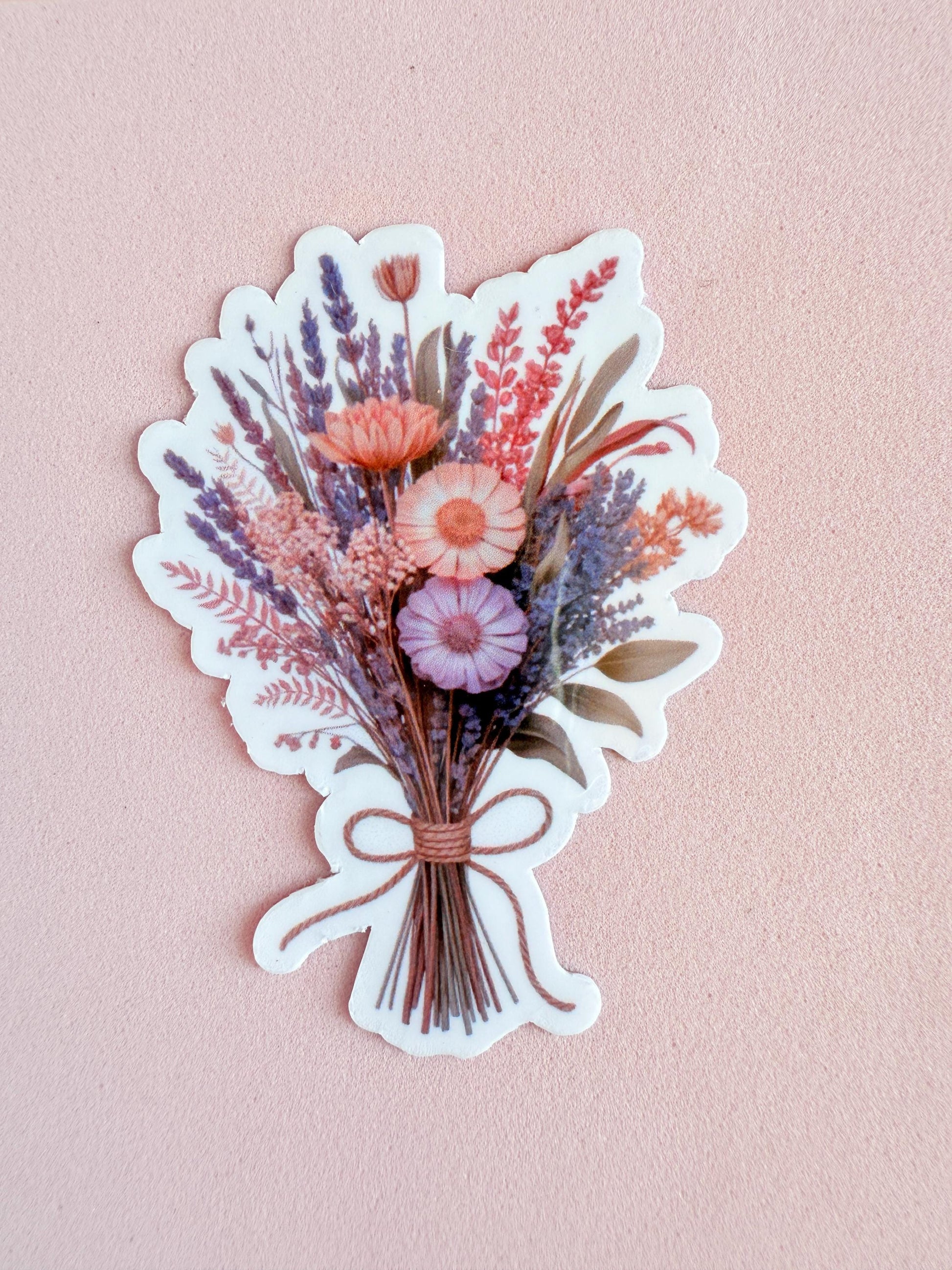 Dried Flower Bouquet Sticker: Boho Floral Matte Vinyl Decal __etsy:6959902082