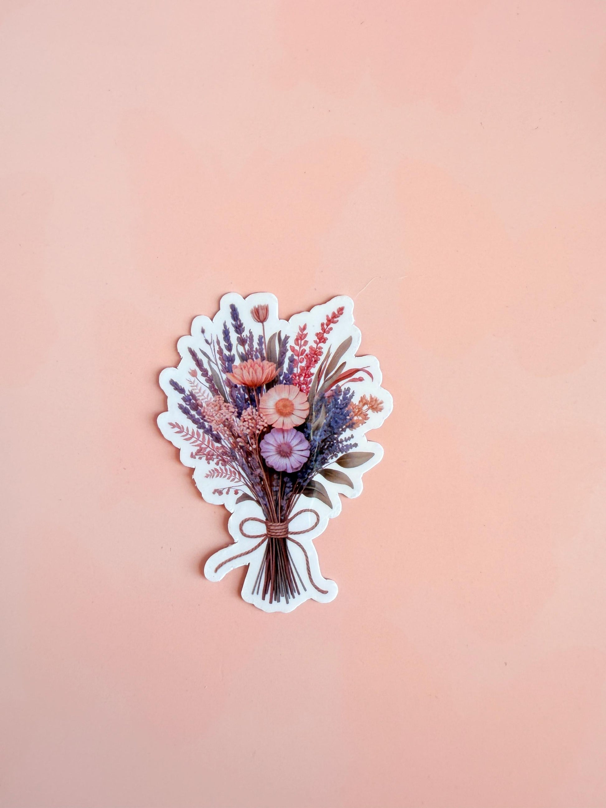 Dried Flower Bouquet Sticker: Boho Floral Matte Vinyl Decal __etsy:7007870945