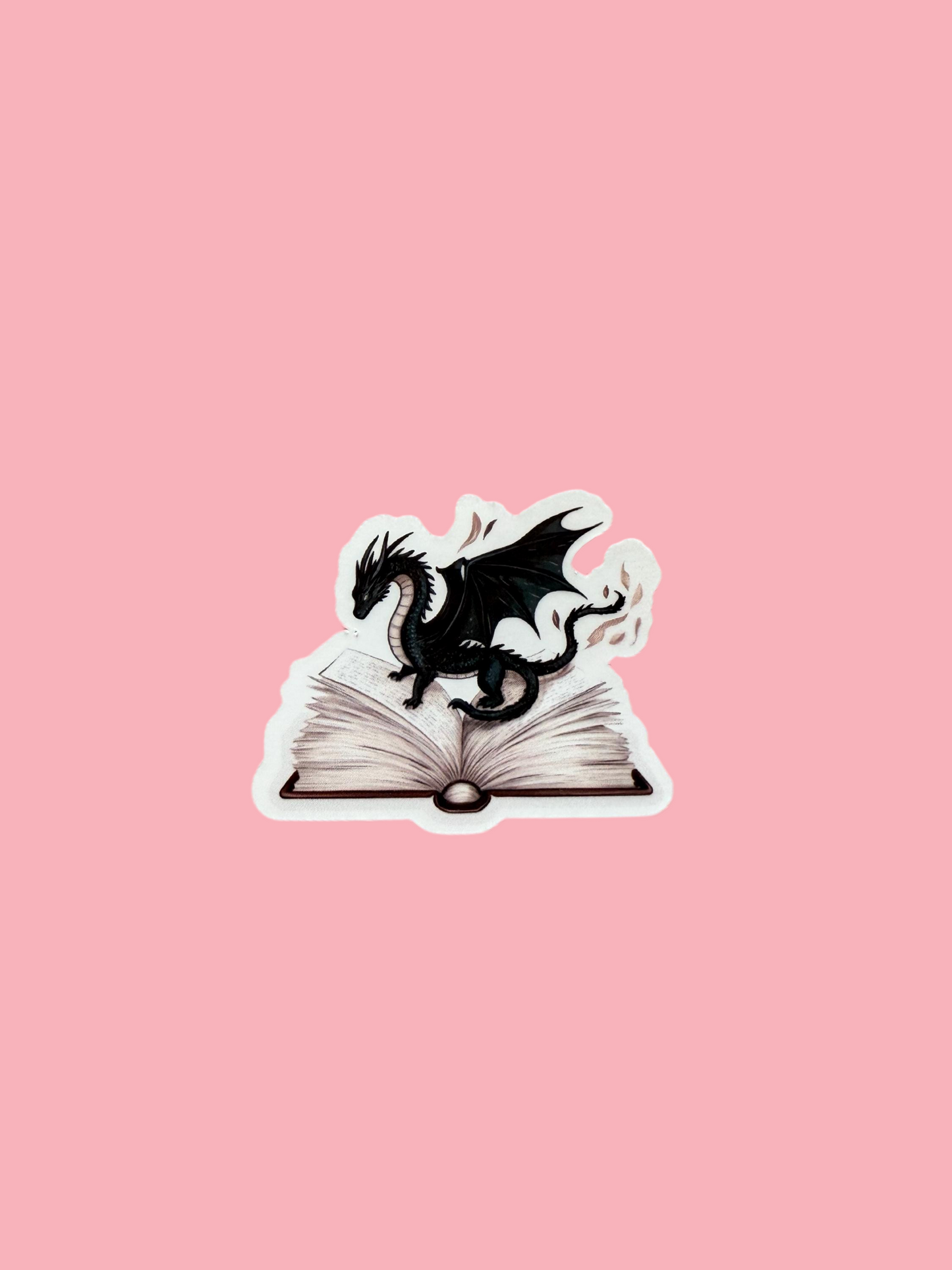 Book Dragon Fantasy Sticker | Trendy Dragon Art Vinyl Decal for Romantasy Fans | Open Book Mythical Creature Laptop Sticker | Book Lover Gift | Storytelling Reader Accessory - The Sticker Era