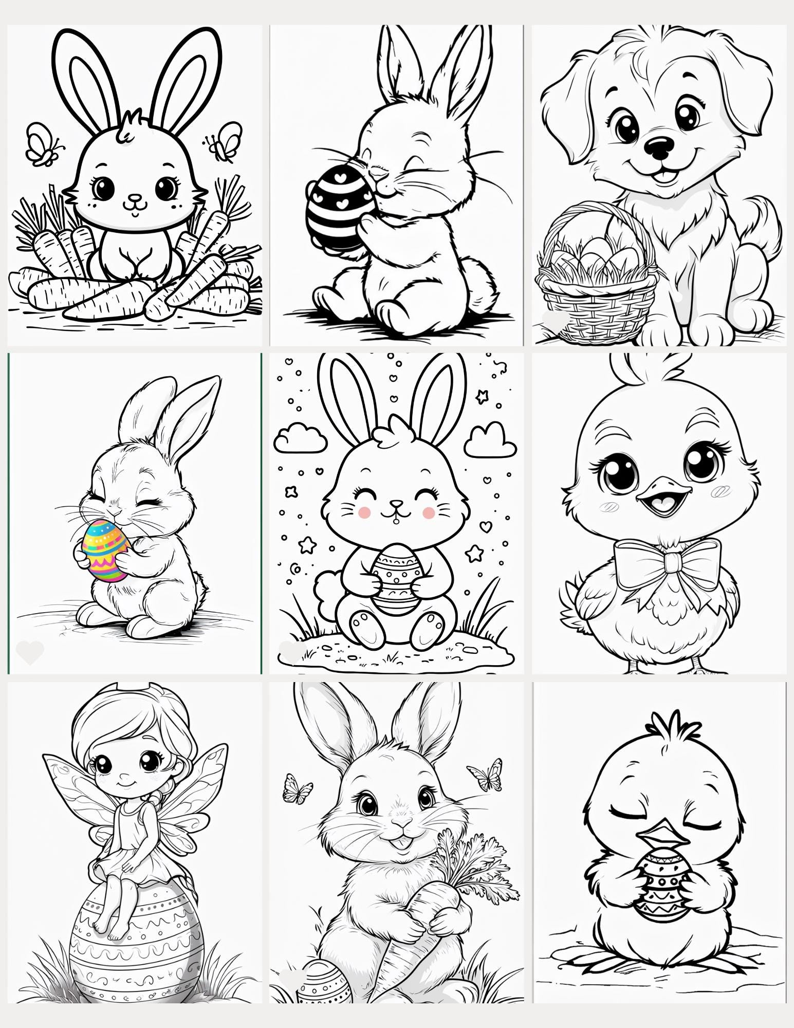 Easter Coloring Book for Kids: Adorable Bunny & Chick Designs (PDF) __etsy:6782673709