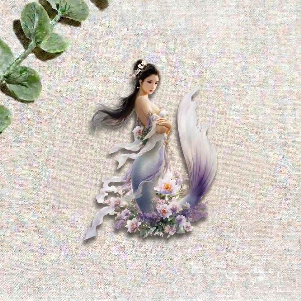 Ethereal Mermaid Sticker - Waterproof Fantasy Vinyl - Bookish Ocean Goddess Art __etsy:8156899343