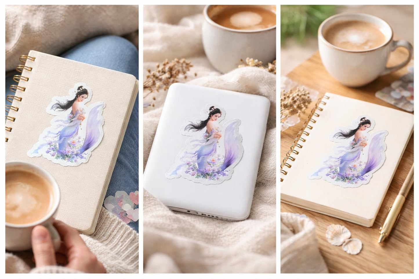 Ethereal Mermaid Sticker - Waterproof Fantasy Vinyl - Bookish Ocean Goddess Art __etsy:7724447573
