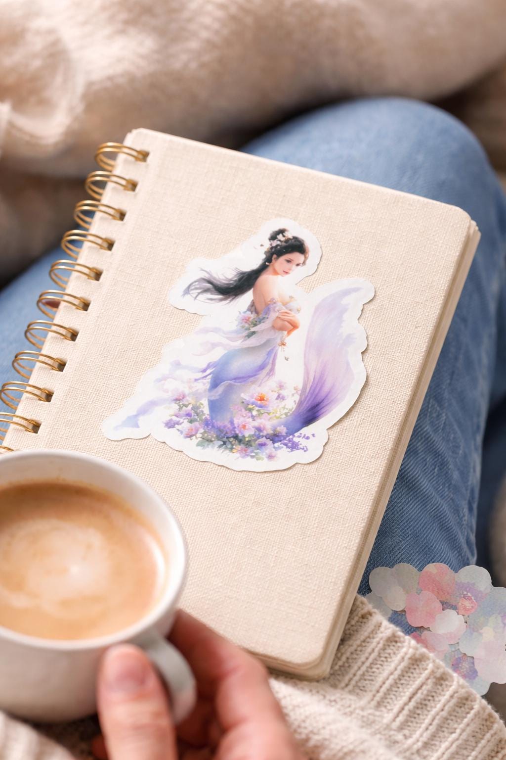 Ethereal Mermaid Sticker - Waterproof Fantasy Vinyl - Bookish Ocean Goddess Art __etsy:7676501972