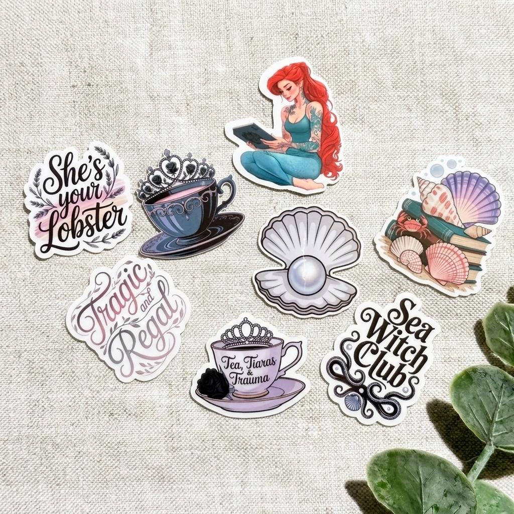 Fantasy Bookish Sticker Pack, Sea Witch Bundle __etsy:8109691896
